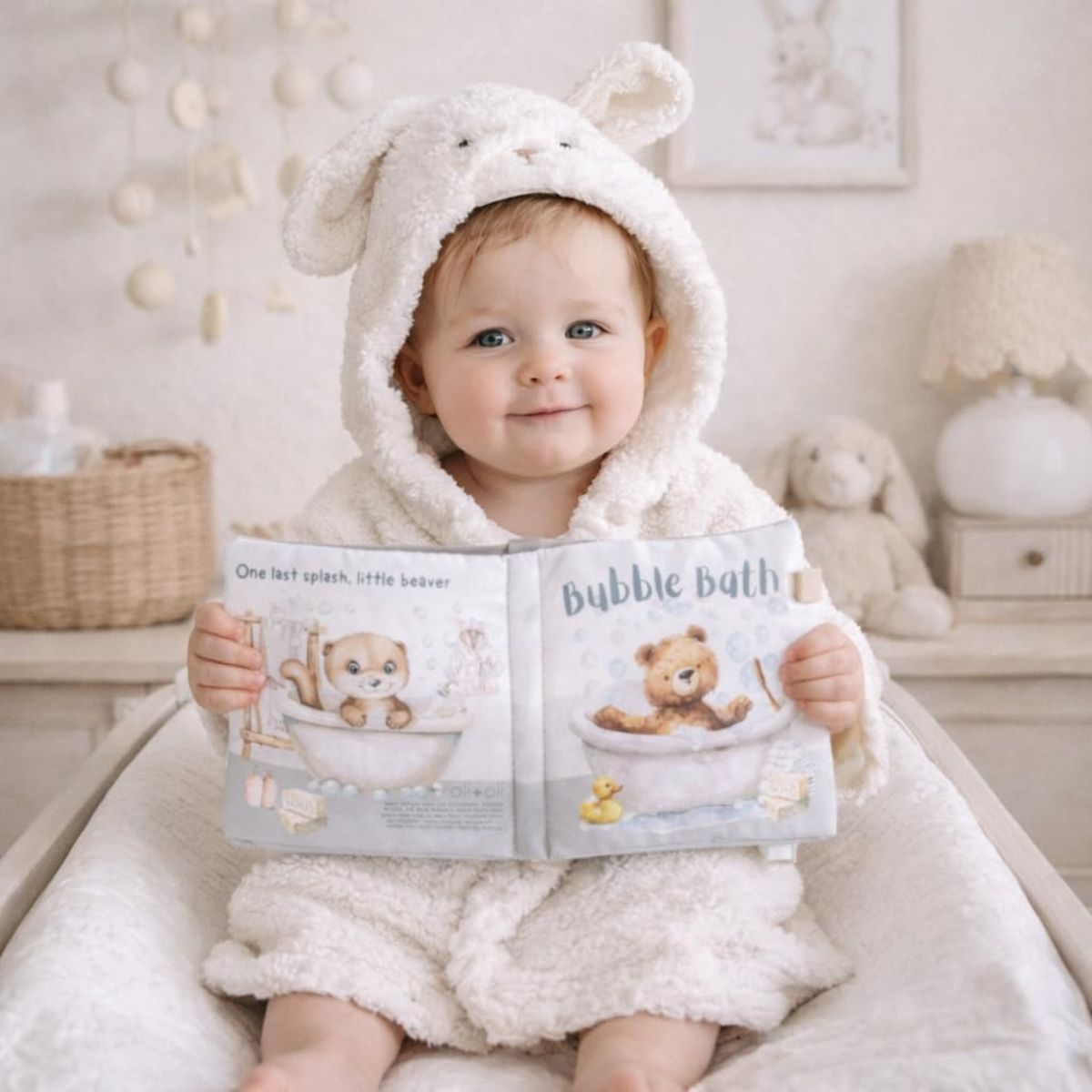 Ali+Oli Baby Cloth Crinkle Book – Bubble Bath - Stimulates Senses and Early Learning