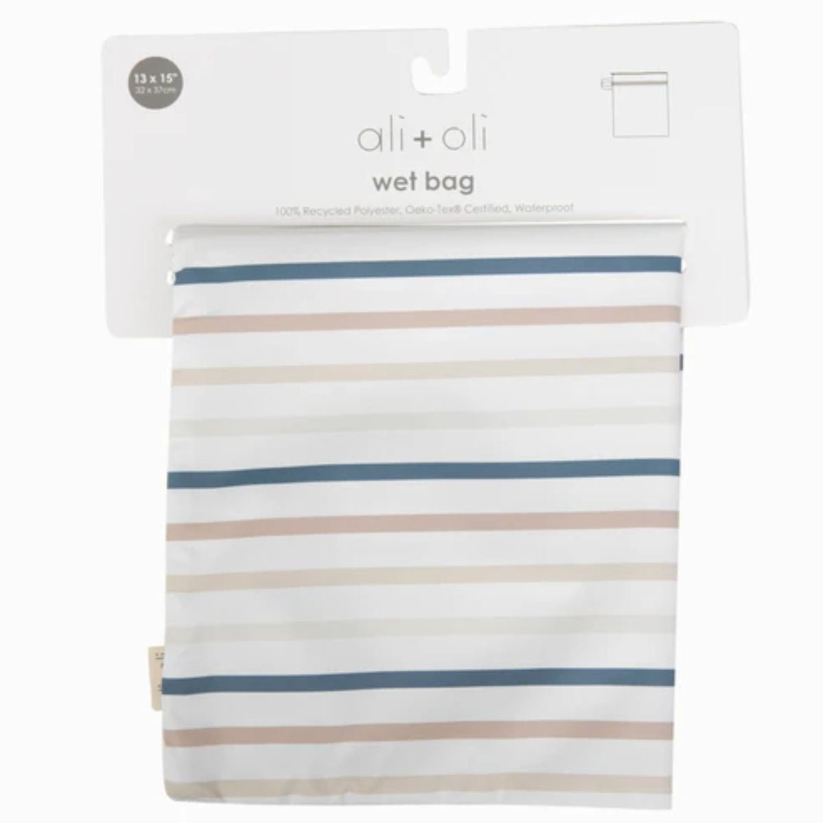 Ali+Oli Water Resistant Dual-Compartment Wet-Dry Bag - Stripes - Durable and Eco Conscious Material
