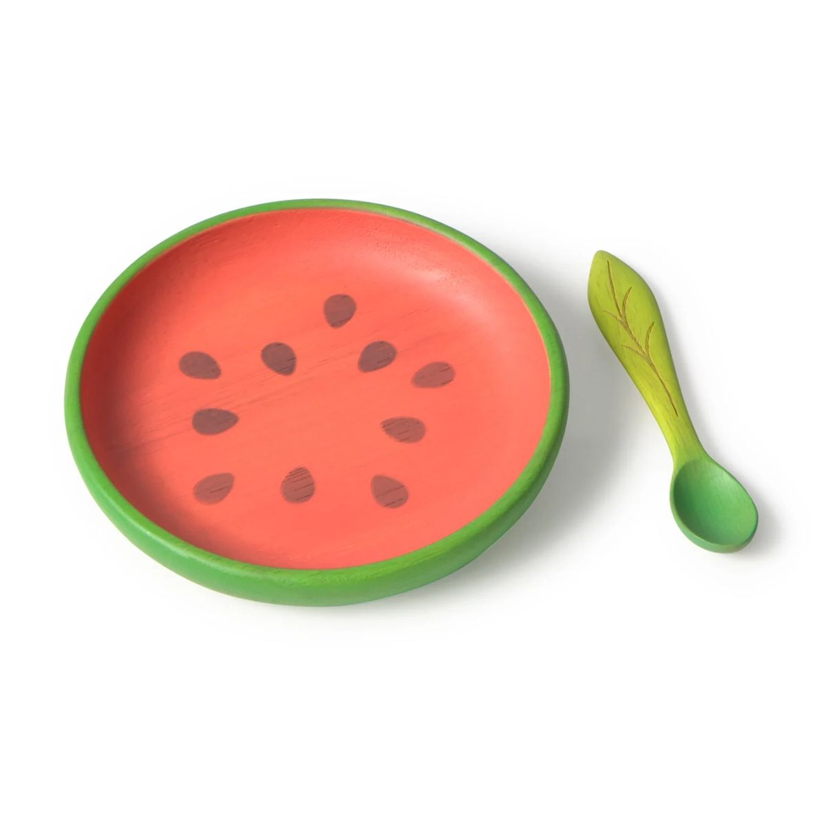 Oli & Carol Dinnerware Plate & Spoon Set - Wally The Watermelon - Natural and Plastic Free Feeding